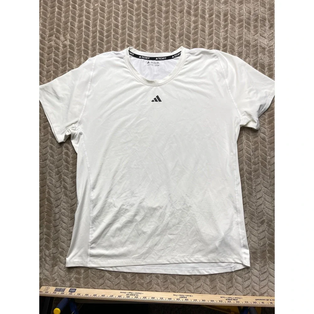 Adidas Techfit Mens‎ 2XL White Compression Training T-Shirt HK2335 Mesh Back
